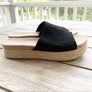 Madden Girl Emie Black Platform Slides Size 7.5